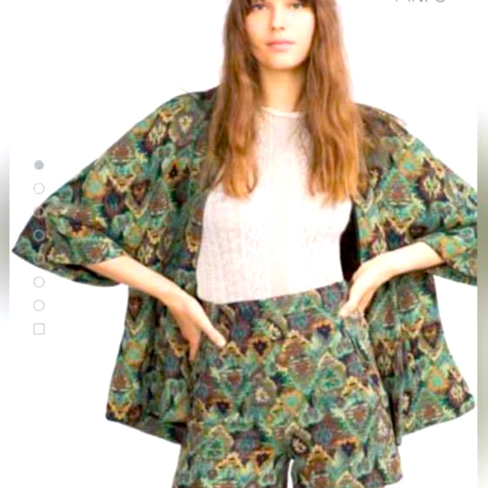ZARA Open Front Aztec Tribal Tapestry Jacket